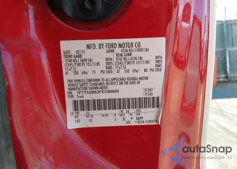 2015 Ford F-250 Xl z USA, uszkodzony, nr VIN 1FT7X2B63FEC90950